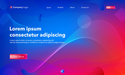 Asbtract background website Landing Page. Template for websites, or apps. Modern design.Blue. Abstract vector style.