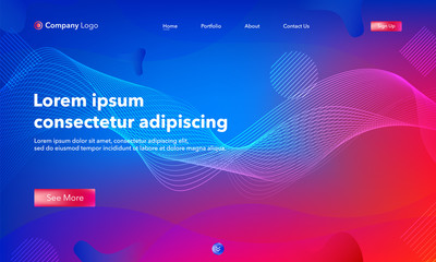 Asbtract background website Landing Page. Template for websites, or apps. Modern design.Blue. Abstract vector style.