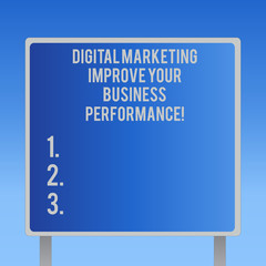 Fototapete - Text sign showing Digital Marketing Improve Your Business Perforanalysisce. Conceptual photo Social network ads Blank Square shape Billboard Standing with Frame Border Outdoor Display