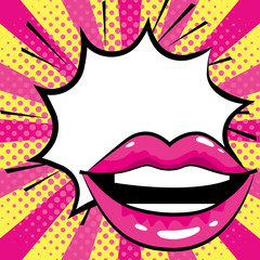 Sticker - mouth woman pop art cartoon