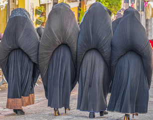 Fascinating beauty of the traditional sardinian costumes, still worn in villages across the island. Sardinia, Italy.