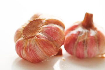 Sticker - Pickled garlic cloves on white background 