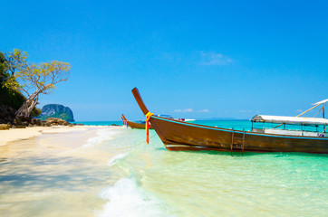 Canvas Print - isola bamboo tailandia long tail boat