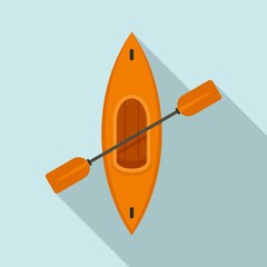 Poster - Top view kayak icon. Flat illustration of top view kayak vector icon for web design