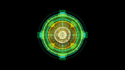 Poster - Futuristic graphic user interface head up display screen with digital holographic Nuclear Fusion energy simulator 3D illustration for digital background