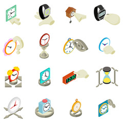 Poster - Period icons set. Isometric set of 16 period vector icons for web isolated on white background