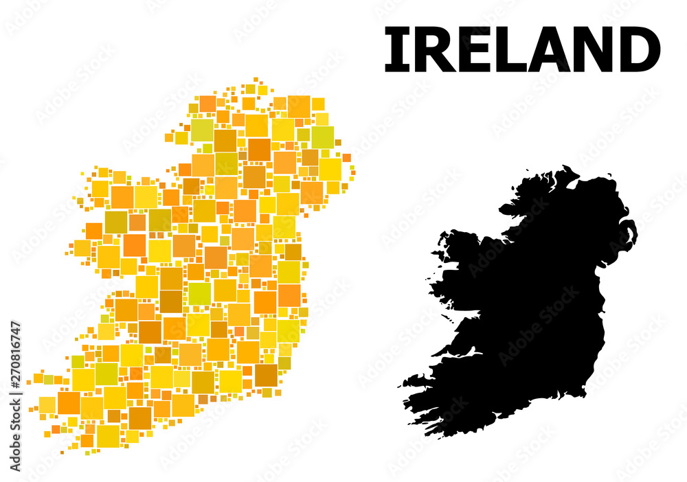 Gold Square Pattern Map of Ireland Island Stock Vector | Adobe Stock