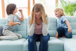 © pikselstock - Frustrated mother with children 