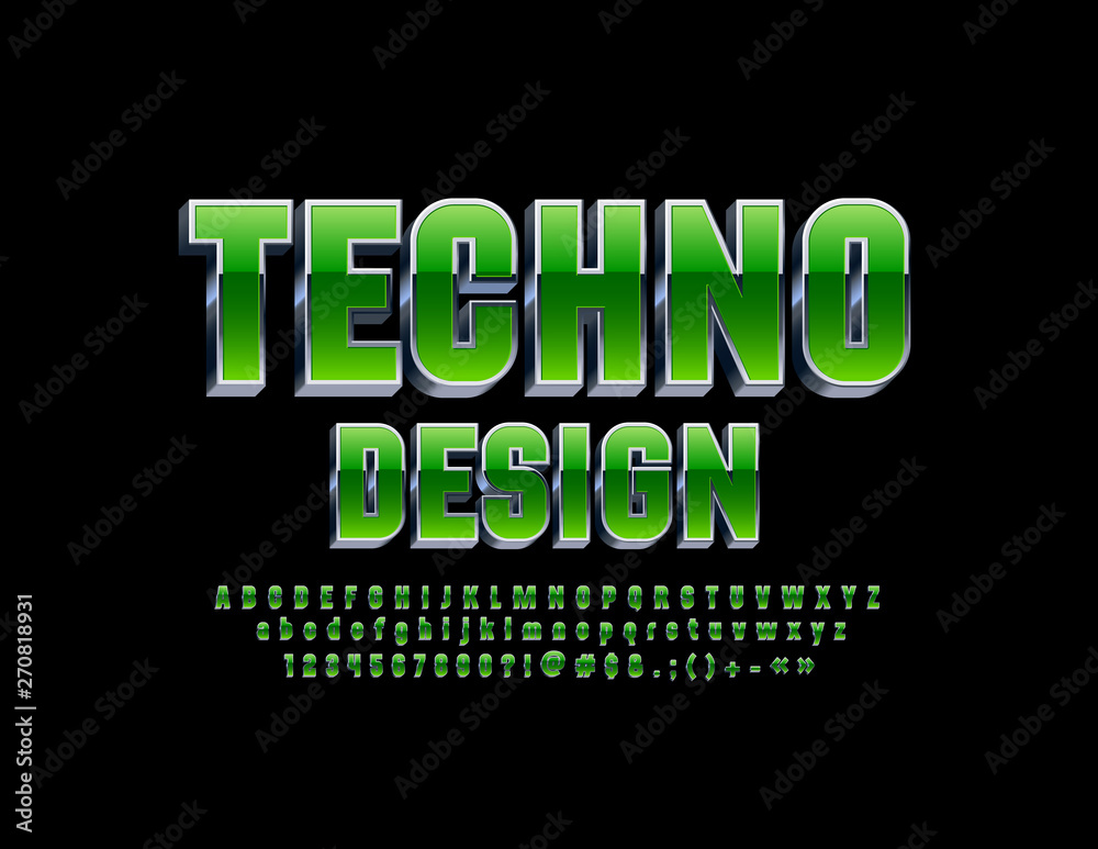 Stock-Vektorgrafik „Vector green and metallic Alphabet for Techno ...