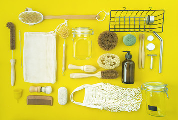 zero waste lifestyle kit on yellow background