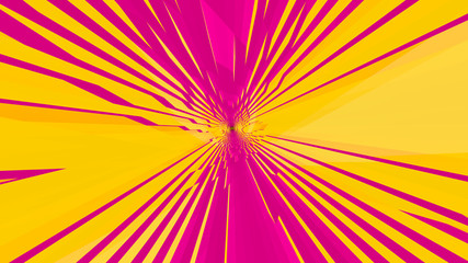 Poster - rays diverging from a point, 3D graphics, abstraction, yellow and pink