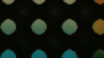 Poster - polka-dot multi-colored on a dark background, abstract pattern, 3D graphics