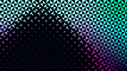 Fototapete - abstract geometric pattern small colored triangles on a black background graduated palette, 3d render
