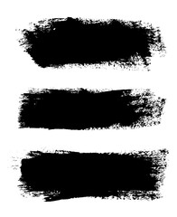 Brush strokes set, isolated white background. Black paint brush. Grunge texture stroke line. Art ink dirty design. Border artistic shape, paintbrush element. Brushstroke graphic. Vector illustration