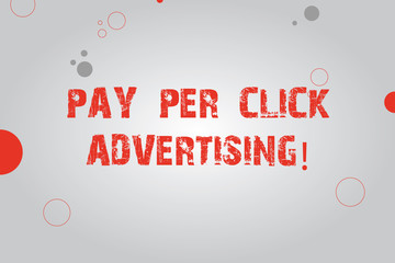 Text sign showing Pay Per Click Advertising. Conceptual photo Modern type of online marketing promotion Blank Rectangle with Round Light Beam in Center and Various Size Circles