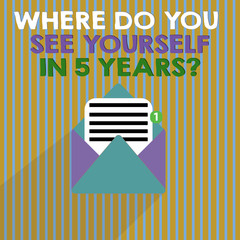 Poster - Word writing text Where Do You See Yourself In 5 Years question. Business concept for Career goal Setting the target.