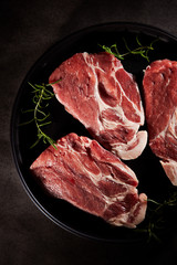 Canvas Print - Fresh raw steak meat with rosemary