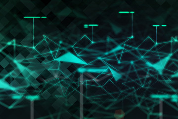 Poster - Green network polygon futuristic background
