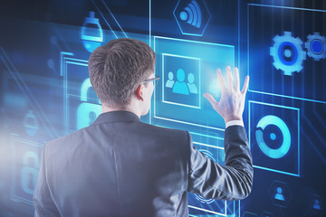 Poster - Businessman using online security interface