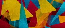 Illustration Of Triangles And Angled Shapes,  Colorful Abstract Background With Geometric Elements, Panoramic Image