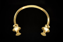 Antique Golden Torc. Rigid Neck Ring Or Bracelet From Celtic Culture