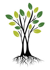 Wall Mural - Illustration Green Tree with Roots