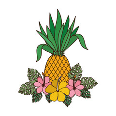 Sticker - delicious tropical fruits of summer on white background