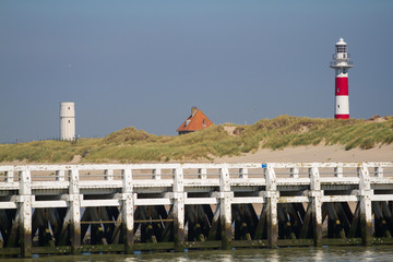 Wall Mural - Pier and lighthouse in Nieuwpoort, Belgium