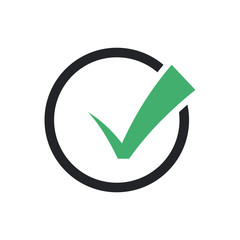 Leinwandbilder - Green check mark icon in a black circle. Flat icon checklist mark symbol vector illustration.