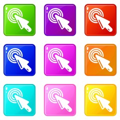 Fototapete - Cursor mouse icons set 9 color collection isolated on white for any design