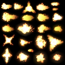 23 Different Muzzle Flash Types With Black Background