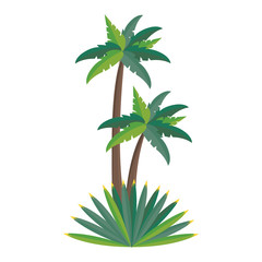 Canvas Print - Beach palms trees with leaves cartoon