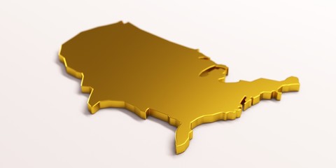 Wall Mural - USA United States Golden Map . 3D Render Illustration