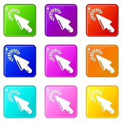 Fototapete - Cursor website icons set 9 color collection isolated on white for any design