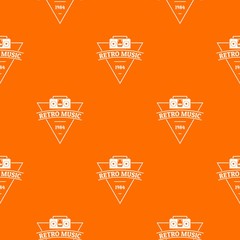 Poster - Retro music pattern vector orange for any web design best