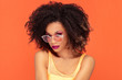 © neonshot - Beauty portrait of afro girl in fashionable sunglasses.