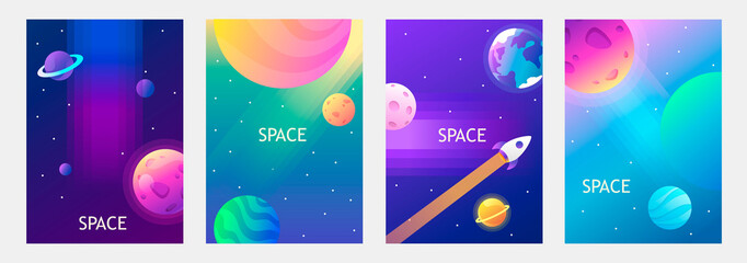 Wall Mural - Vector banners. Space trip. Universe. Colorful templates for covers, flyers, posters. EPS 10