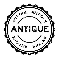 Sticker - Grunge black antique word round rubber seal stamp on white background