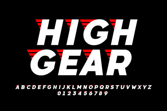 Speed style font, alphabet and numbers
