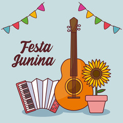 Canvas Print - festa junina card with guitar and accordion