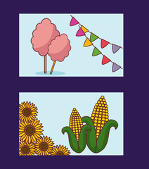 Canvas Print - festa junina cards with sunflowers and icons