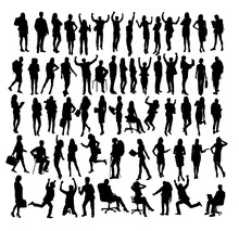 People Standing And Activity Silhouettes, Art Vector Design 
