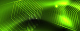 Fototapeta Do przedpokoju - Shiny neon techno template. Neon lines background, 80s style laser rays