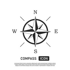 Poster - Compass icon. Location symbol. West north south east indicator. Navigation element.
