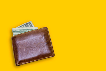 wallet with money isolated on white background