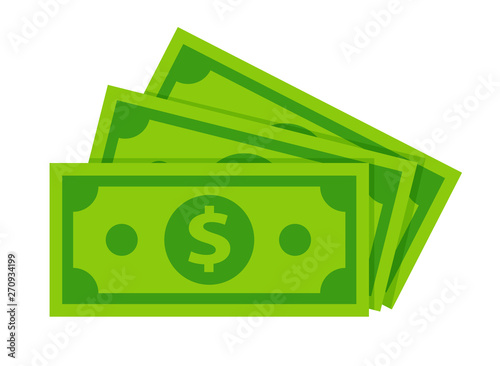 Cuadros en Lienzo dollar banknotes isolate on white background.