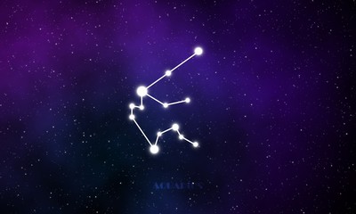 Aquarius constellation astrological sign with the galaxy background