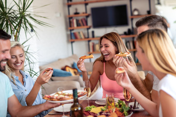 Canvas Print - Friends having lunch at home