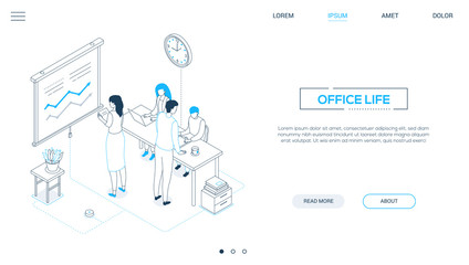 Aufkleber - Office life - line design style isometric web banner