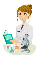 Wall Mural - Teen Girl Chemist Student Illustration